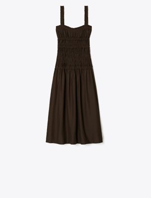 Tory Burch Ruffled Shirred Lyocell-blend Voile Midi Dress