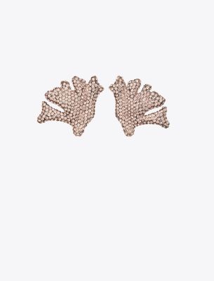 Tory Burch Coral Rhinestone-embellished Clip-on Earrings