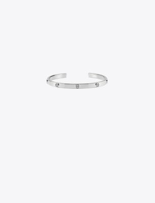 Tory Burch Miller Stud Thin Cuff Bracelet In Silver
