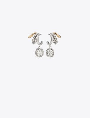 Tory Burch Miller Pave Triple Hoop Earring In White