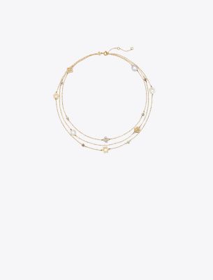 Tory Burch Triple Strand Station Necklace
