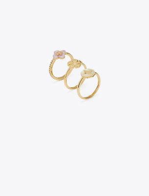 Tory Burch Kira Clover Stacking Ring Set