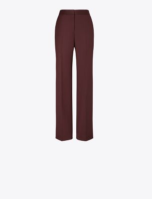 Tory Burch Wool Pant In Burgundy