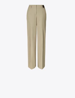 Tory Burch Distressed Cotton Trousers In Neutral