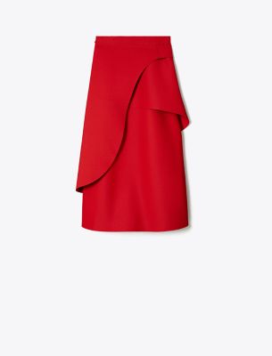 Tory Burch Crepe Wrap Skirt In Red