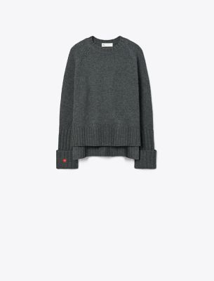 Tory Burch Merino Wool Sweater In Gray