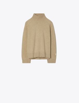 Tory Burch Merino Wool Turtleneck Sweater In Brown