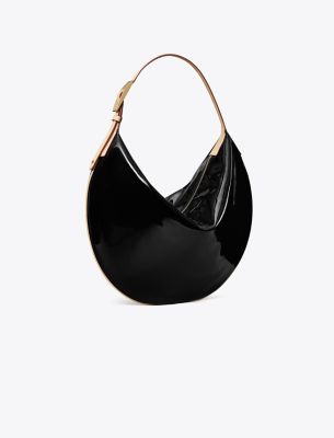 Tory Burch Patent Balloon Bag In Black