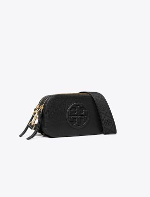 Tory Burch Miller Mini Zip Leather Crossbody Bag In Black