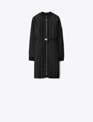 Tory Burch Nylon Padded Quilt Coat In Black