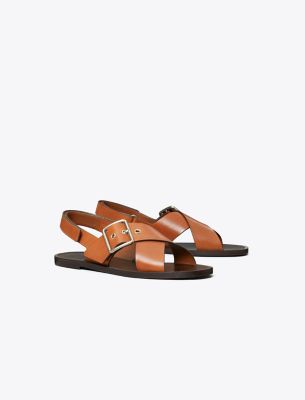 Tory Burch Cross-band Sandal In Brown
