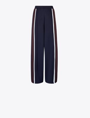 Tory Burch Oversized Jersey Track Pant In Blue