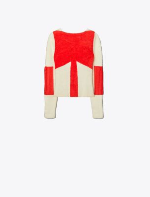 Tory Burch Colorblock Sweater In Red