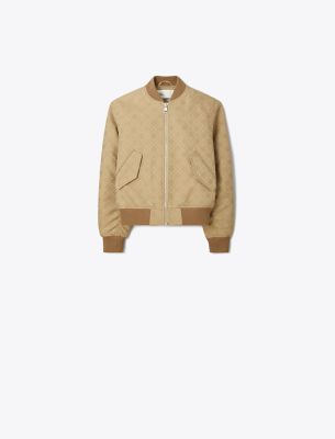 Tory Burch T Monogram Jacquard Bombér Jacket In Animal Print