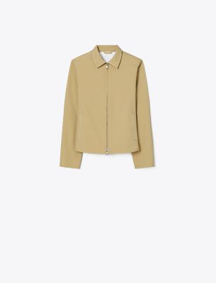 Tory Burch Embroidered Nylon Golf Jacket In Brown