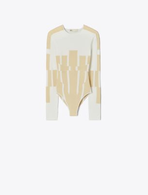 Tory Burch Viscose Knit Bodysuit In White