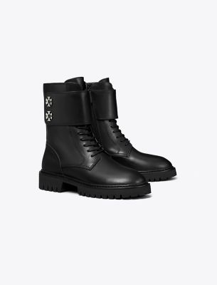 Tory Burch Stylish Lace-up Ankle Strap Booties In Black