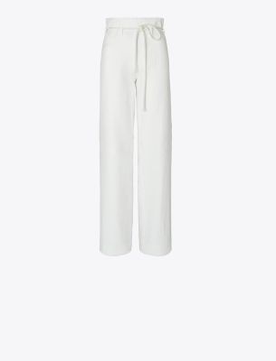 Tory Burch Cotton Wide Leg Pants In Marshmallow