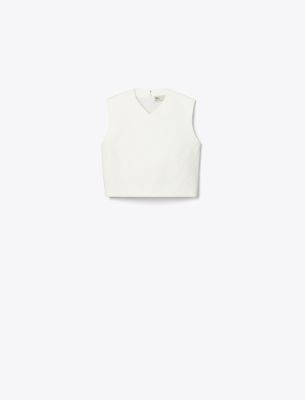 Tory Burch Cropped Cotton Top In Marshmallow