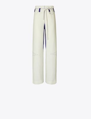 Tory Burch Drawstring Wide-leg Trousers In Marshmallow