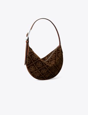 Tory Burch T Monogram Flocked Small Balloon Bag In Sand
