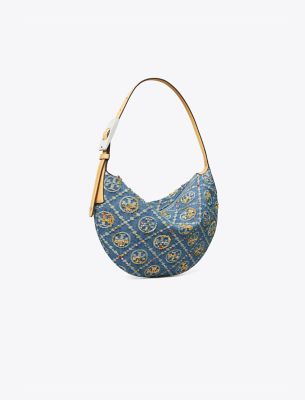 Tory Burch T Monogram Denim Embellished Small Balloon Bag