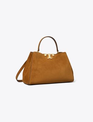 Tory Burch Eleanor Suede Satchel In Brown