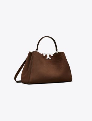 Tory Burch Eleanor Suede Satchel In Brown
