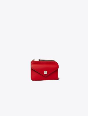 Tory Burch Leather Envelope Zip Card Case
