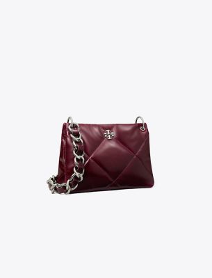 Tory Burch Small Kira Diamond Quilt Distressed Shoulder Bag In Red