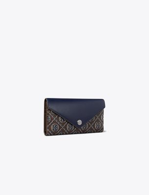 Tory Burch T Monogram Contrast Embossed Envelope Wallet