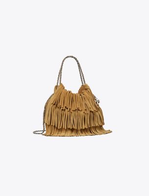 Tory Burch Mini Fleming Fringe Hobo Bag