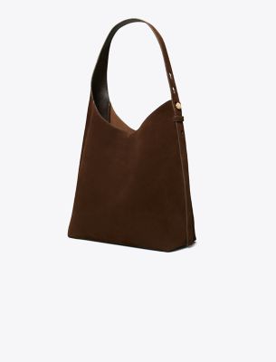 Tory Burch Romy Suede Hobo Bag In Brown