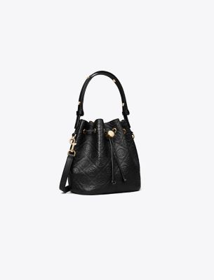 Tory Burch T Monogram Pebbled Bucket Bag