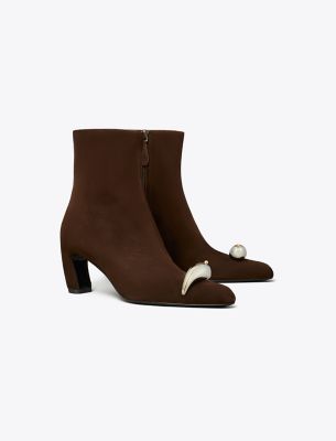 Tory Burch Pierced Xl 65 Suede Ankle Boots In Brown