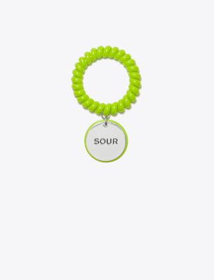 Tory Burch X Bonbon Etched Word Disc Charm Coiled Stretch Bracelet