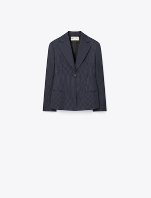 Tory Burch Crepe Blazer In Blue