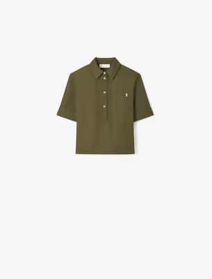 Tory Burch Poplin Shirt In Green