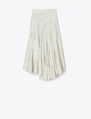 Tory Burch Asymmetrical Viscose Skirt In White