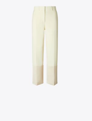 Tory Burch Contrast-cuff Trousers In White