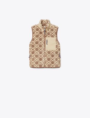 Tory Burch Monogram Fleece Jacket In Brown