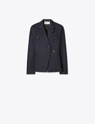 Tory Burch Denim Blazer In Black