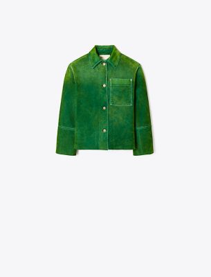 Tory Burch Denim Barn Jacket In Green