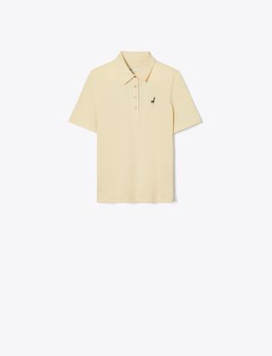 Tory Burch Cotton Birdie Polo In Gold
