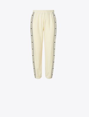 Tory Burch T Logo Velour Jogger In Burgundy