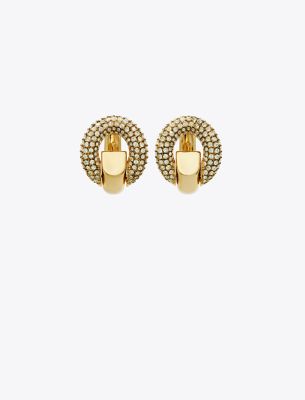 Tory Burch Pavé Pierced Hoop Earrings