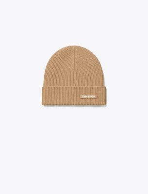 Tory Burch Ribbed Knit Beanie In Brown
