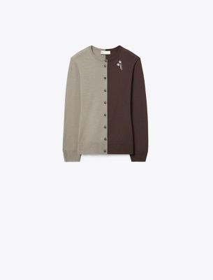 Tory Burch Wool Cardigan In Brown