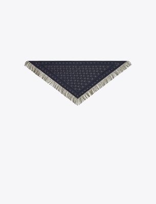 Tory Burch Silk Triangle Scarf In Blue