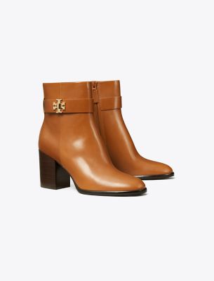Tory Burch Turnlock Heeled Ankle Boot In Brown